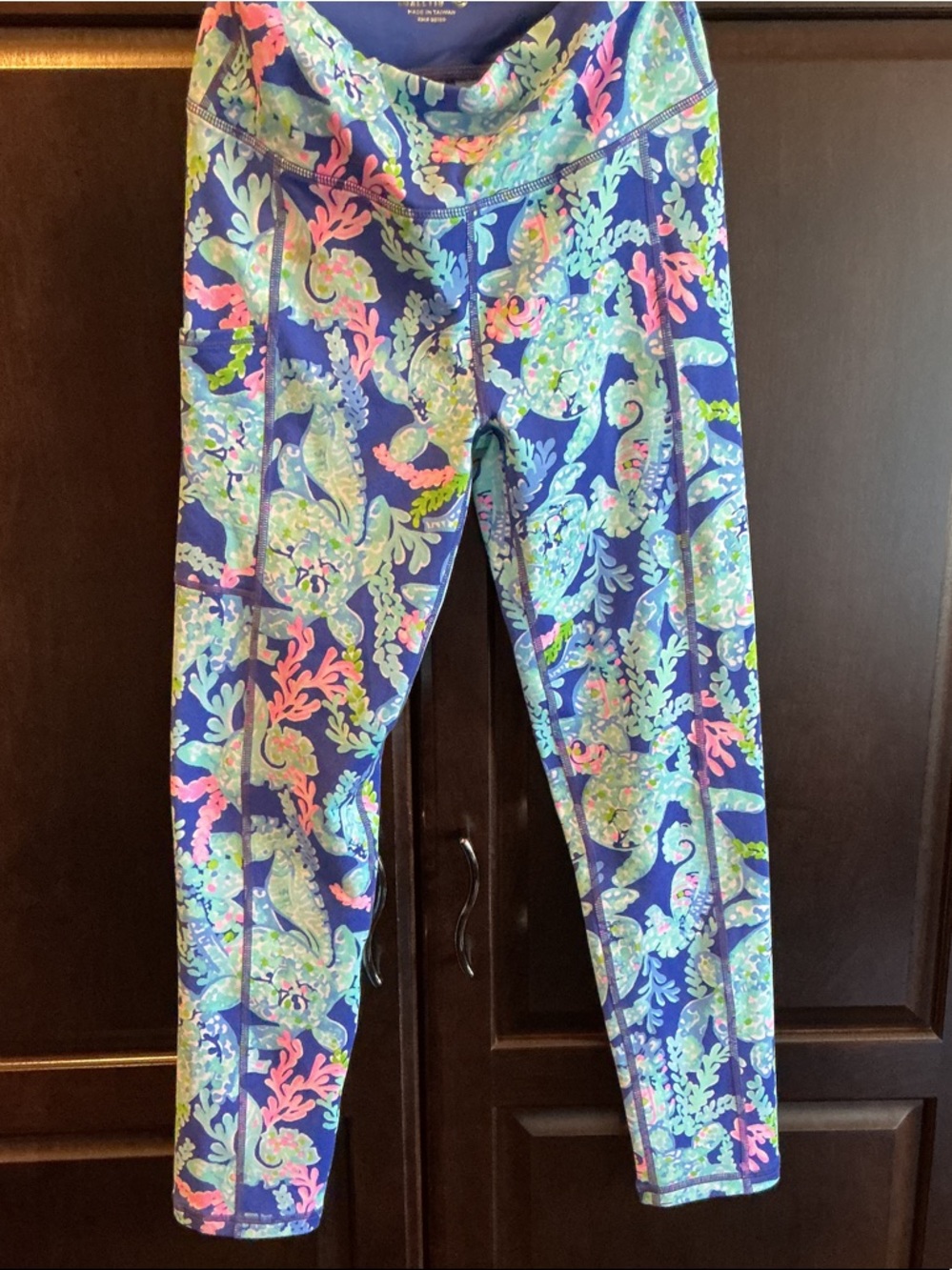 Lilly Pulitzer Navy Leggings with Pink & Aqua Sea Life Motif